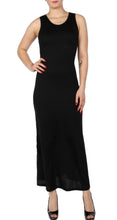 Load image into Gallery viewer, Women&#39;s Sassy Black Classic Maxi Dress with Slash Detail on Back
