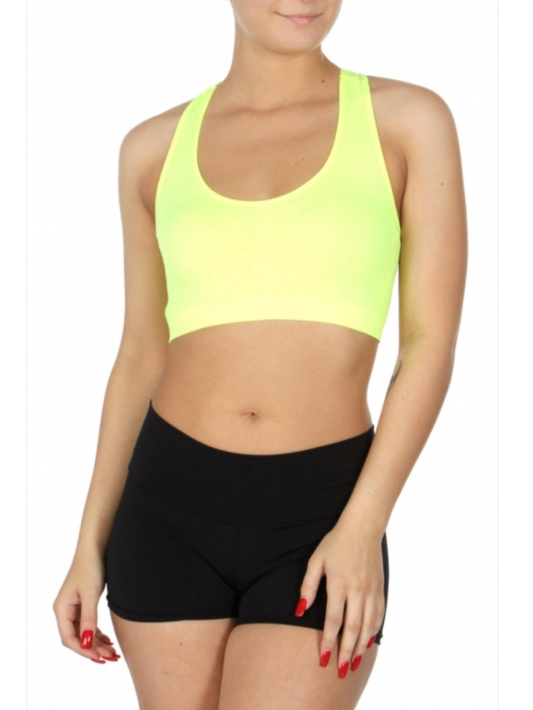 Women's Neon Highlighter Yellow Seamless Bralette Top – TheMirrorTable