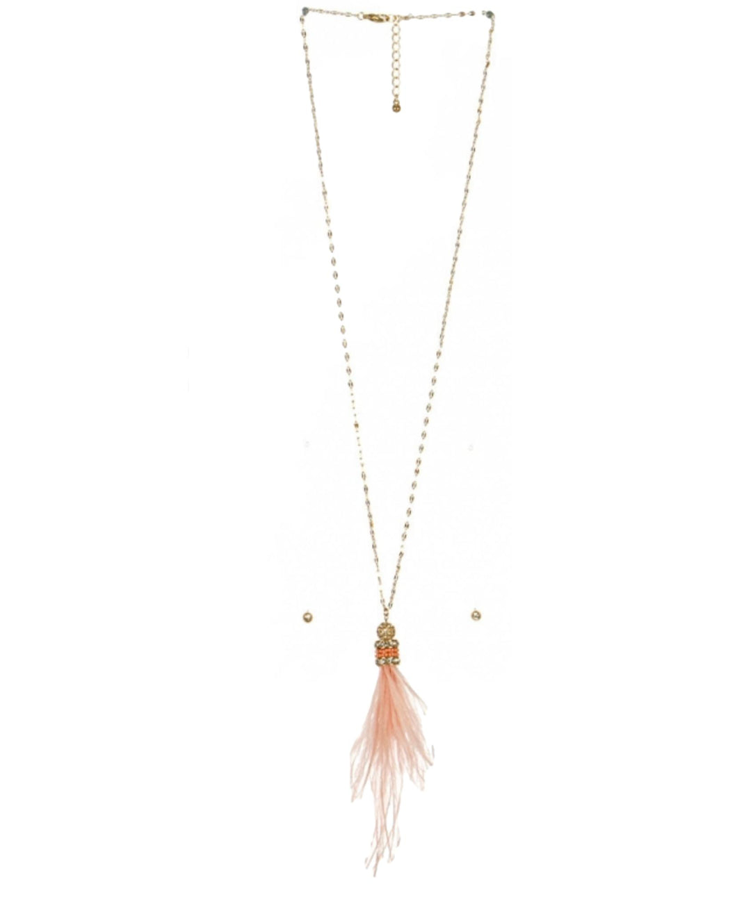 Feather Pendant Necklace Set with Gold Tone Chain