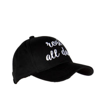 Load image into Gallery viewer, Women&#39;s Black Embroidered Baseball Hat &quot;Rose All Day&quot;
