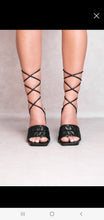 Load image into Gallery viewer, Women&#39;s Black PYRAMID BLOCK HEEL QUILTED Strappy Special Occasion Shoe
