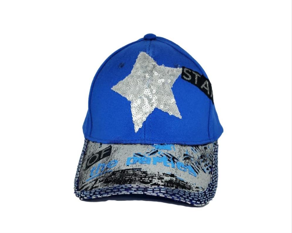 Women's Royal Blue Sequin Embellished Brim Baseball Hat