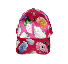 Load image into Gallery viewer, Women&#39;s Floral Print Satin Baseball Hat in Pink or Black
