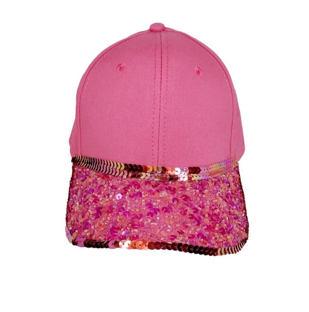 Women's Pink Sequin Embellished Baseball Hat
