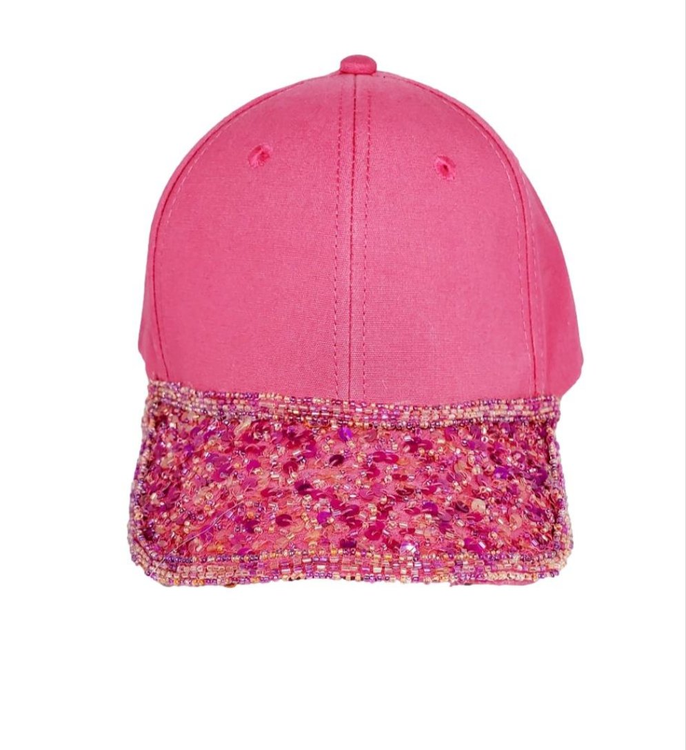 Women's Pink Sequin/Beaded Embellished Baseball Hat