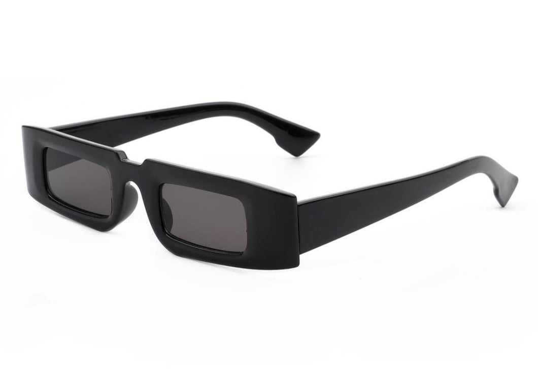 Women's Retro Rectangle Slim Vintage Narrow Black Fashion Sunglasses