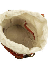 Load image into Gallery viewer, Top Handle Straw/Leather Bucket Handbag
