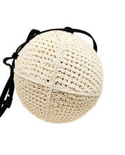 Load image into Gallery viewer, Black/White Ball Shaped Straw Crossbody Handbag
