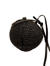 Load image into Gallery viewer, Black/White Ball Shaped Straw Crossbody Handbag
