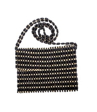 Load image into Gallery viewer, Black and Beige Color Beaded Crossbody Flap Bags with Crossbody Handle
