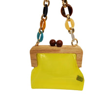 Load image into Gallery viewer, Yellow PVC Chain Handle Handbag with Kiss Lock and Crossbody Strap
