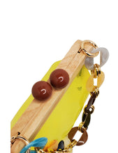 Load image into Gallery viewer, Yellow PVC Chain Handle Handbag with Kiss Lock and Crossbody Strap

