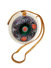 Load image into Gallery viewer, Women&#39;s White Circular Straw Crossbody Bag
