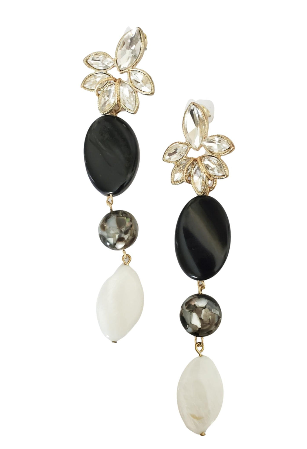 Handcrafted Black & White Drop Dangle Earrings