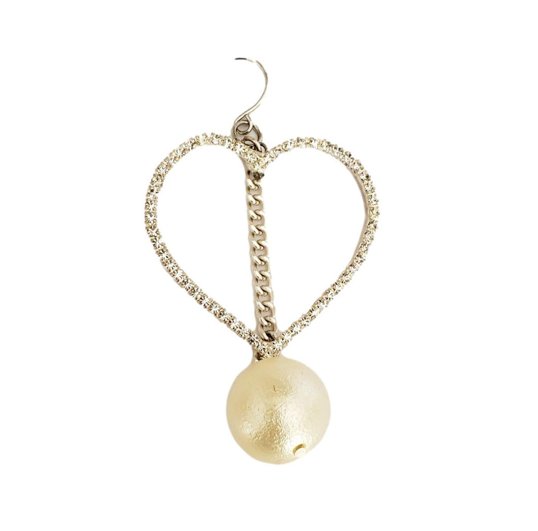 Handcrafted Heart Earrings with Pearl Drop