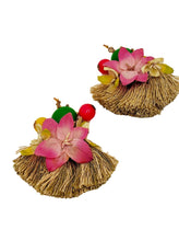 Load image into Gallery viewer, Handcrafted Oversize Floral and Tassel Earrings
