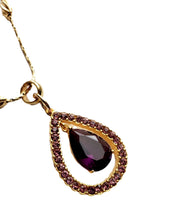 Load image into Gallery viewer, Gold Tone Chain/ Purple Crystal Pendant Necklace
