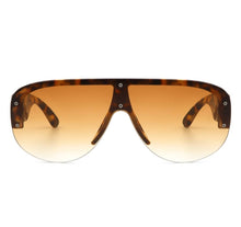 Load image into Gallery viewer, Women&#39;s Classic Retro Half Frame Brown Tortoise/Gold Oversized Aviator Fashion Sunglasses by Cramilo Eyewear
