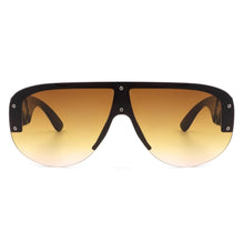 Load image into Gallery viewer, Women&#39;s Classic Half Frame Oversized Retro Black/Gold Aviator Fashion Sunglasses by Cramilo Eyewear
