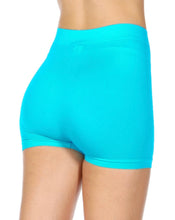 Load image into Gallery viewer, Women&#39;s Turquoise Blue Seamless Stretchy Knit Biker Shorts
