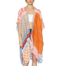 Load image into Gallery viewer, Women&#39;s Orange, Green Print Kimono Style Kaftan Cover-up
