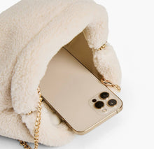 Load image into Gallery viewer, Women&#39;s Cream White Alba Sherpa Crochet Clutch Handbag
