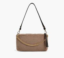 Load image into Gallery viewer, Women&#39;s Taupe Brown Demi Envelope Sherpa Shoulder Bag
