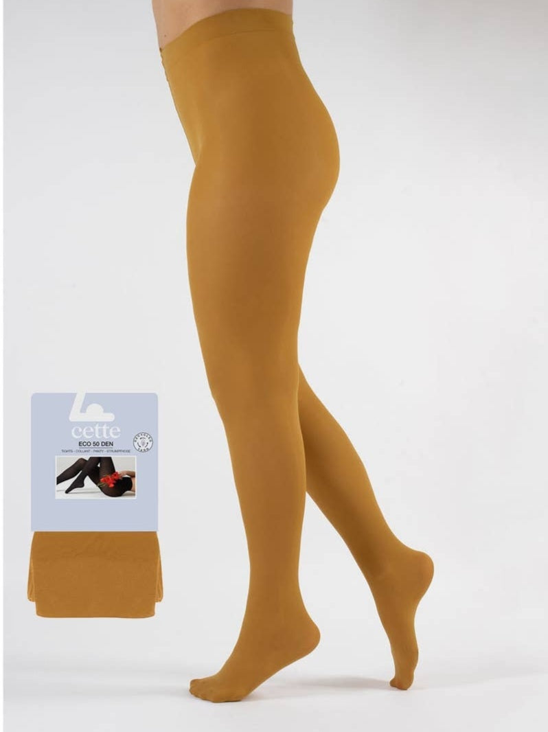Cette - Women's Cream Gold Opaque Tights, Recycled Tights, Sizes