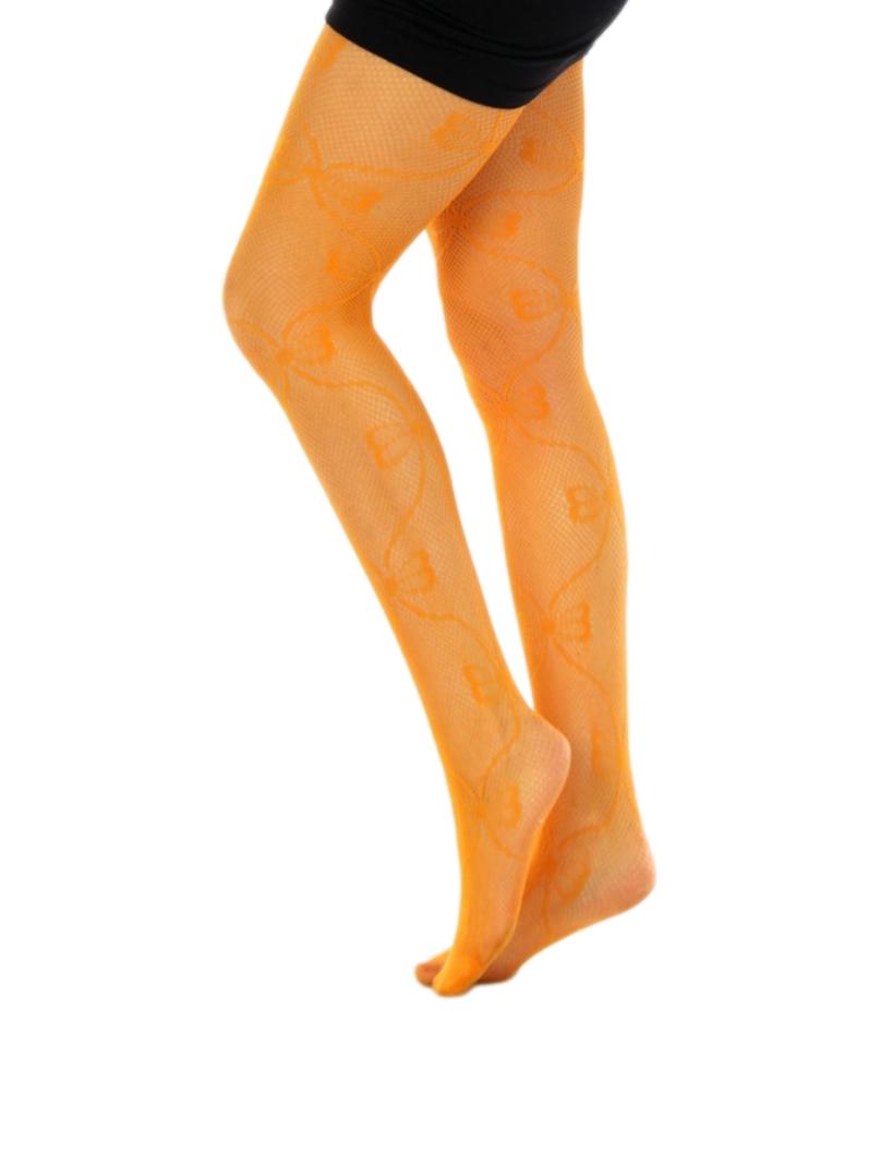 Women's Autumn Orange Bow Design Fishnet Tights, Pantyhose