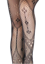 Load image into Gallery viewer, Women&#39;s Black Abstract Design Fishnet Tights, Pantyhose
