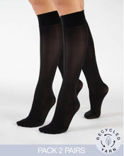 Load image into Gallery viewer, Cette - Black Opaque Knee High Socks 2 Pair Pack Recycled Thread Socks
