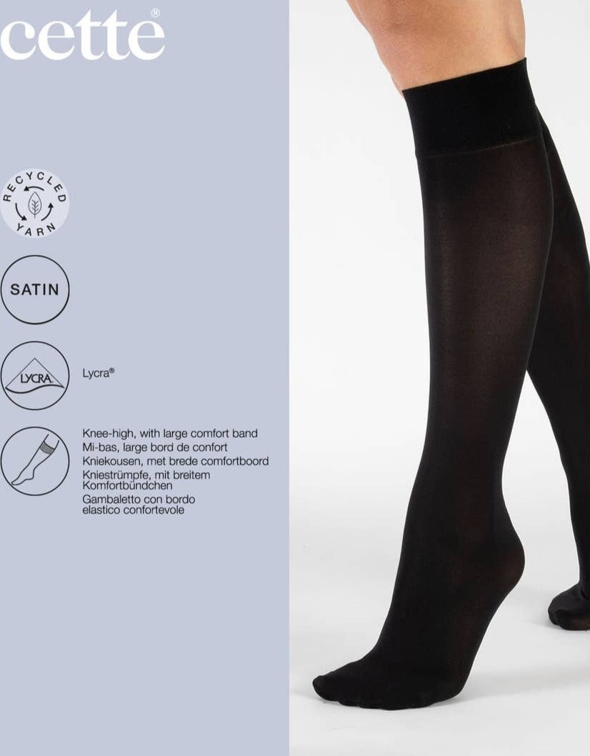Cette - Black Opaque Knee High Socks 2 Pair Pack Recycled Thread Socks ...
