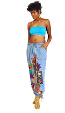 Load image into Gallery viewer, Women&#39;s Bespoke Drawstring Waist Blue Denim Patchwork Jogger Jeans
