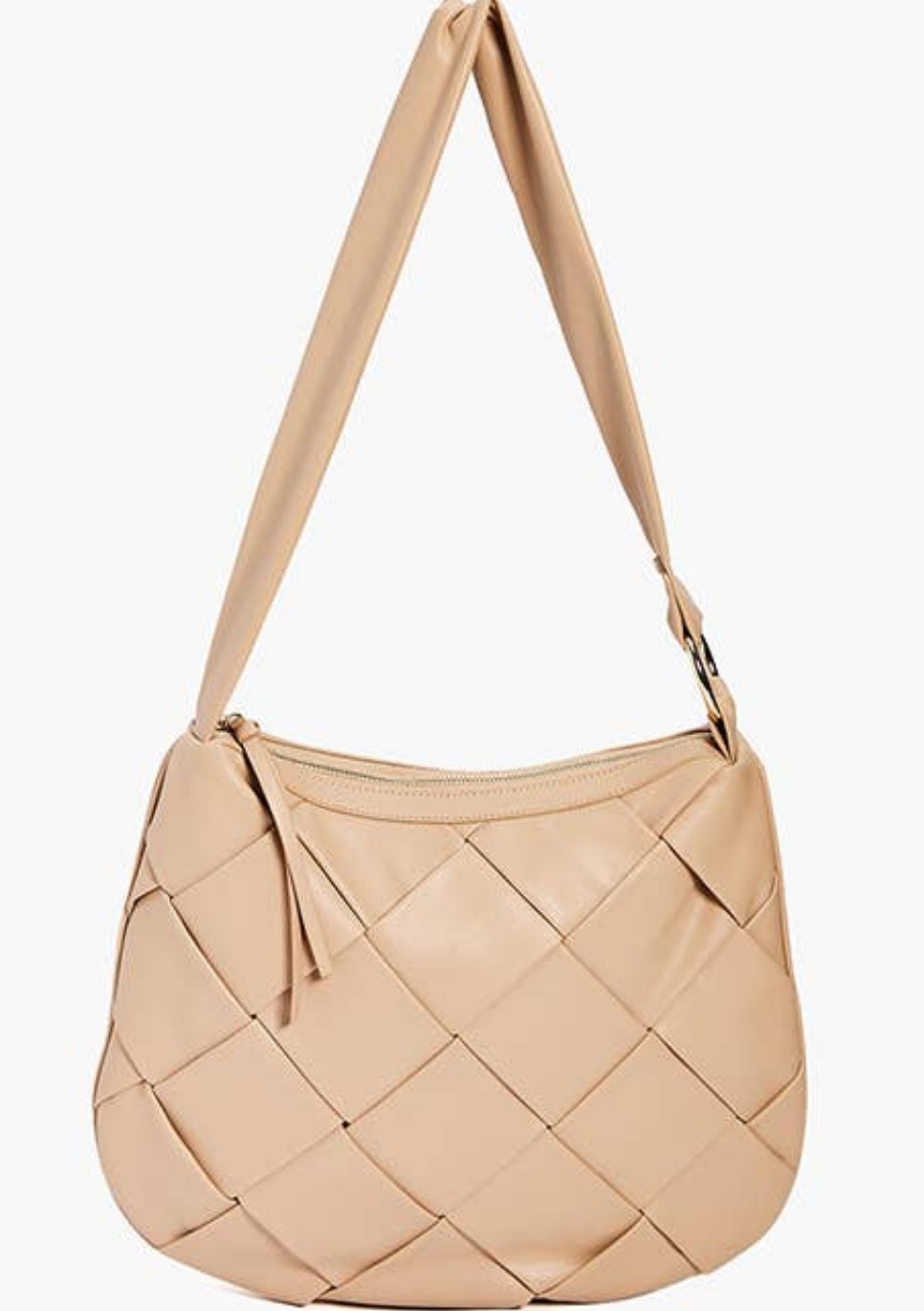 Nude Beige Soft Woven Large Tote Handbag