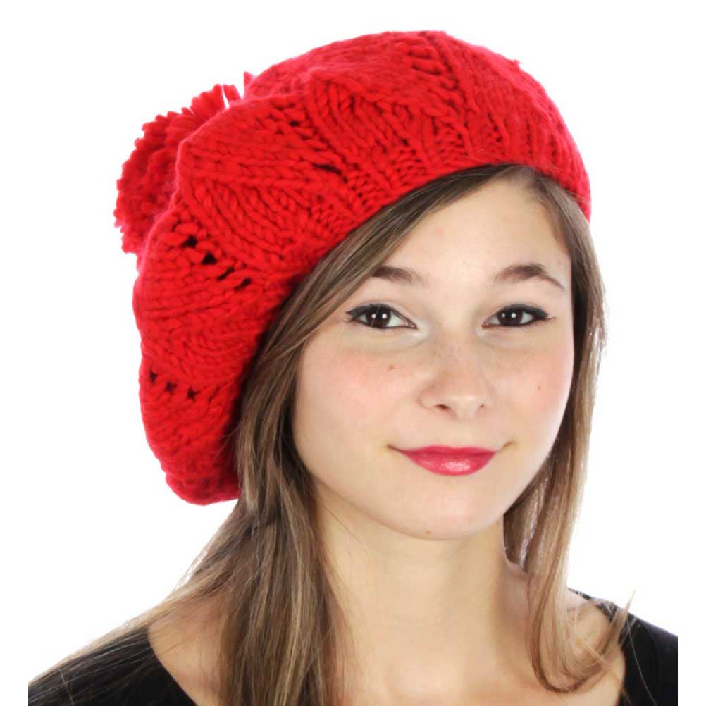 SERENITA - Overstock Knit Slouchy Chunky Cable knit beanie Beret hat