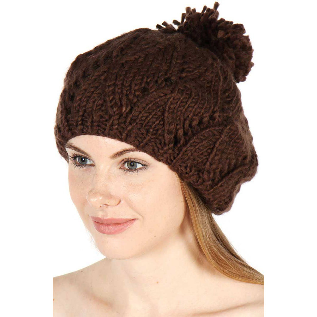 SERENITA - Overstock Knit Slouchy Chunky Cable knit beanie Beret hat
