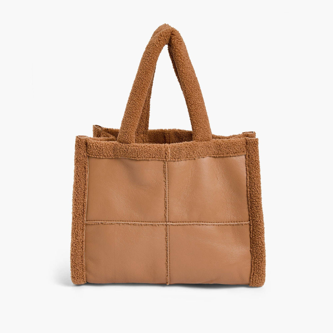 Women's Brown Vegan Leather North Everyday Sherpa Tote