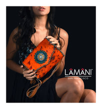 Load image into Gallery viewer, Orange Leather Crossbody/Clutch Artisan bag by LAMANI

