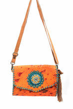 Load image into Gallery viewer, Orange Leather Crossbody/Clutch Artisan bag by LAMANI
